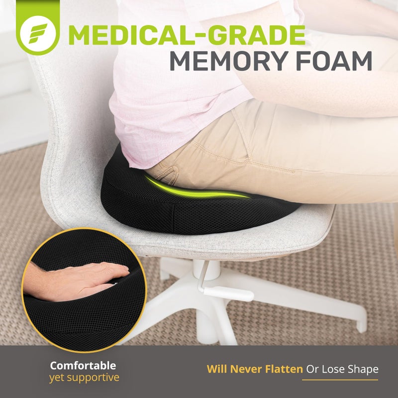 ErgoFoam Orthopedic Donut Pillow for Tailbone Pain | Donut Seat Cushion for Hemorrhoids | Plush Support for Comfort | Breathable Mesh Cover | Hemmoroid Pillow | Postpartum | Doughnut Pillow - Image 2